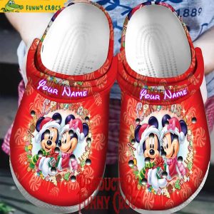 Custom Disney Mickey Mouse And Minne Christmas Red Crocs Shoes