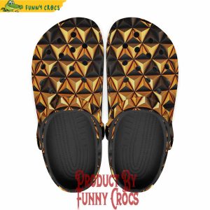Geometric Gold And Black Triangles Crocs Shoes