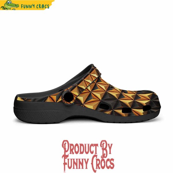 Geometric Gold And Black Triangles Crocs Shoes
