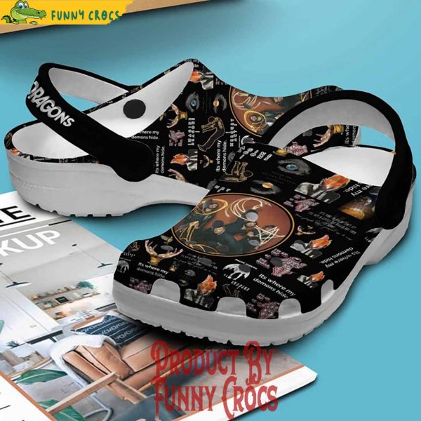 Imagine Dragons Band Pattern Black Crocs Shoes