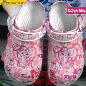 Personalized Lilo And Stitch Angel Pink Crocs For Women