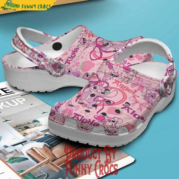 Personalized Lilo And Stitch Angel Pink Crocs For Women