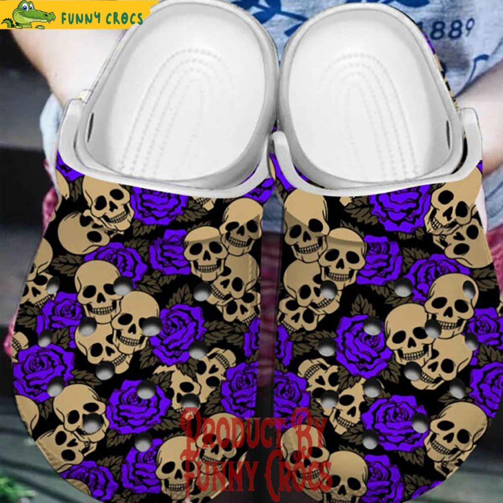 Custom Skull Purple Rose Pattern Crocs