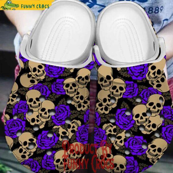 Custom Skull Purple Rose Pattern Crocs