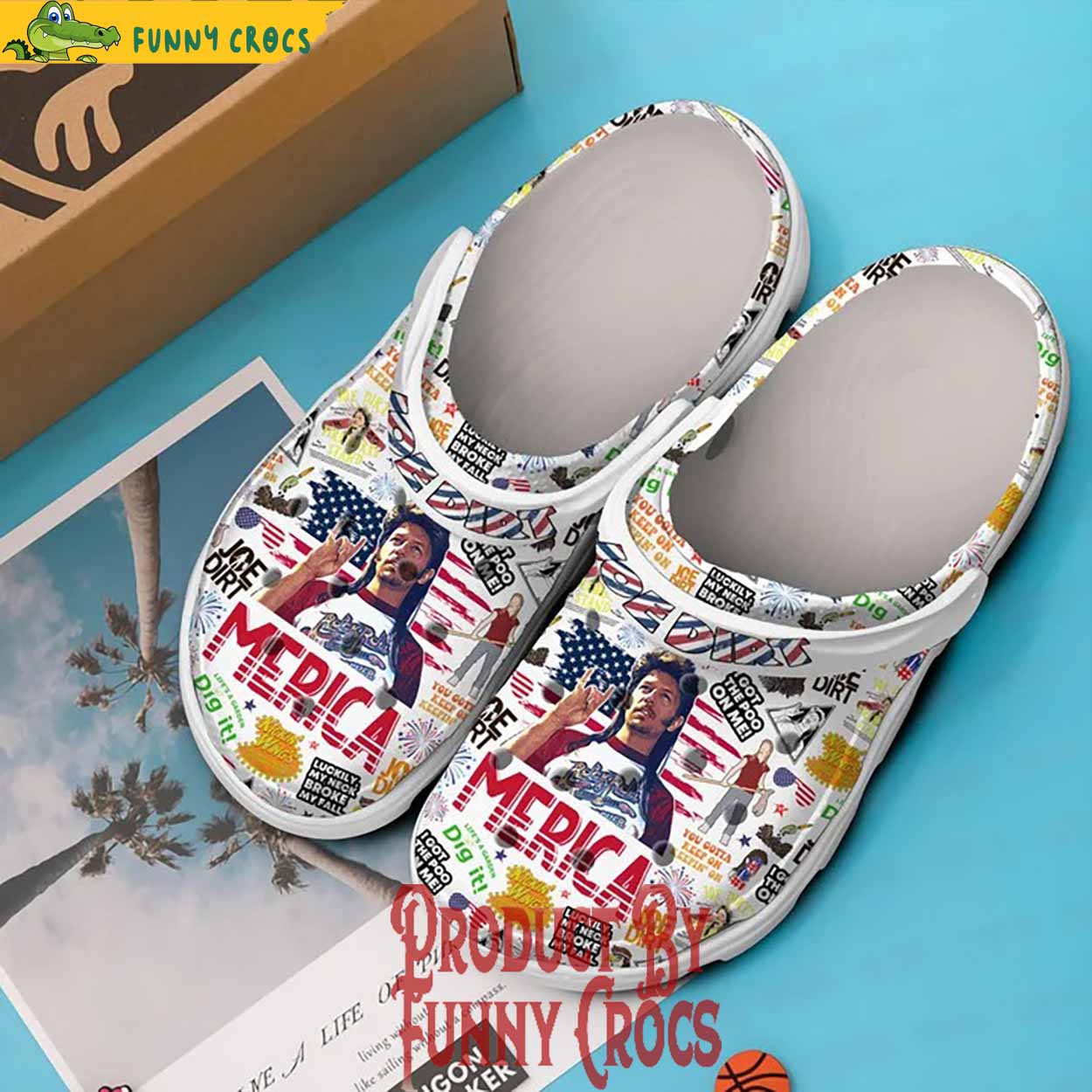 Movie Joe Dirt American Flag Crocs Shoes