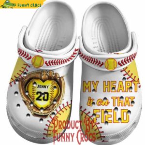 Softball My Heart Is On That Field Crocs Shoes