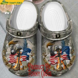 Veteran Us. Army Eagle Because Of The Brave American Flag Crocs