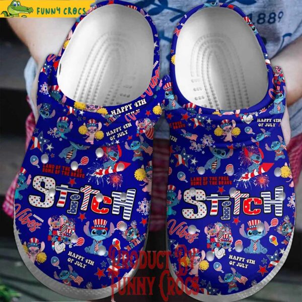 Happy 4th Of July Stitch Blue Crocs Style