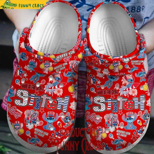 Happy 4th Of July Stitch Red Crocs Style