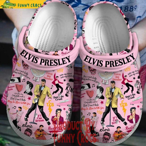 Elvis Presley Love Me Tender Pink Crocs Style