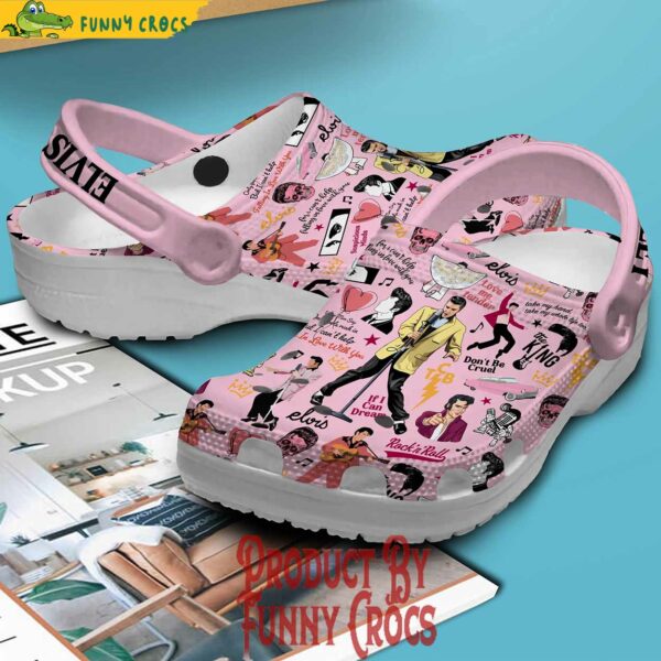 Elvis Presley Love Me Tender Pink Crocs Style