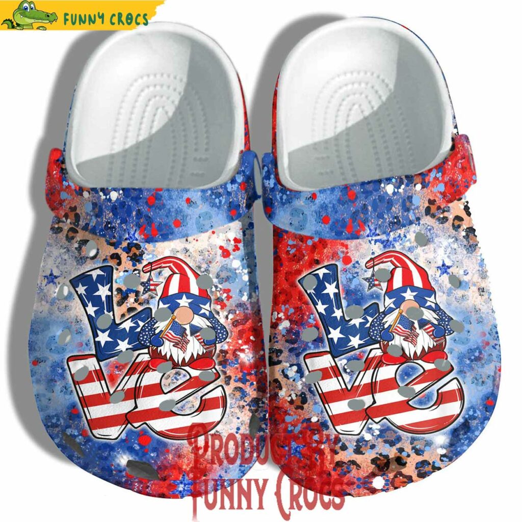 Gnomes Love Sign 4th Of july Crocs Style