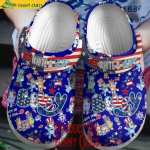 Red And White Bluey 4th Of July Blue Crocs Style