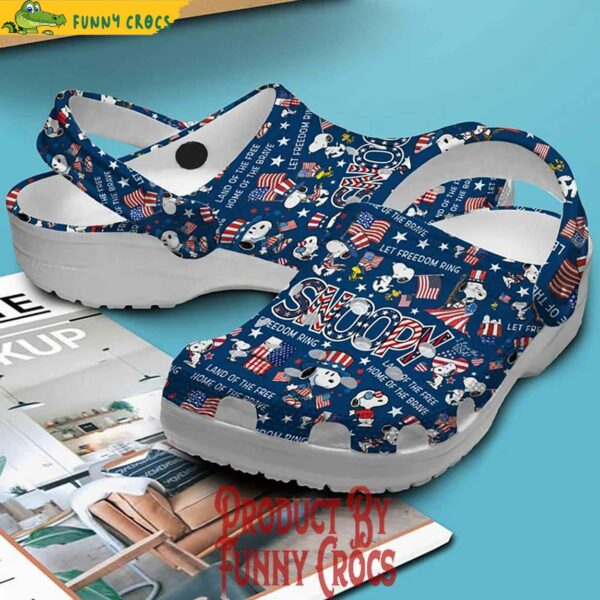Snoopy Let Freedom Ring 4th of July Blue Crocs Style
