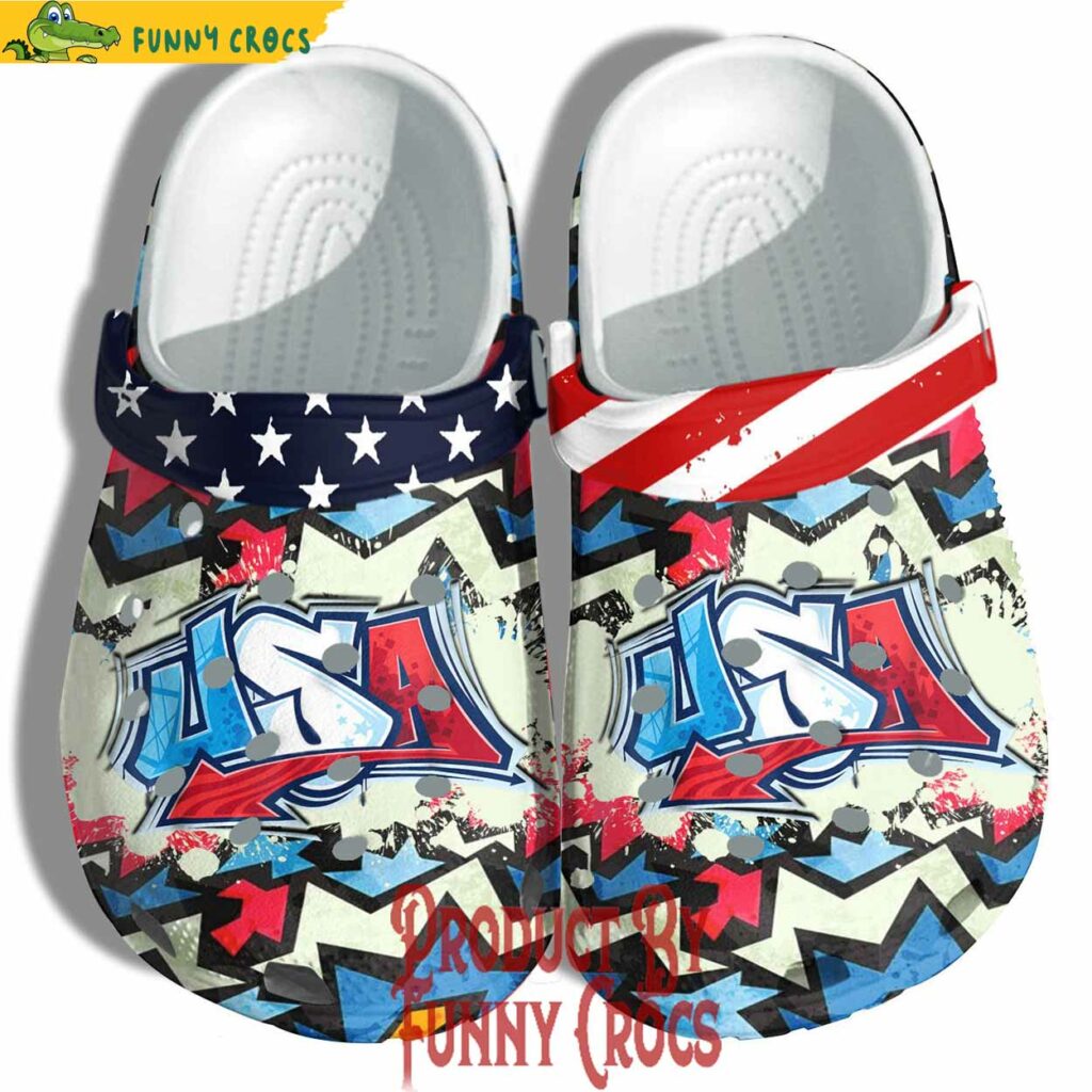 Tie Dye Usa Typhography 4th Of July Crocs Style