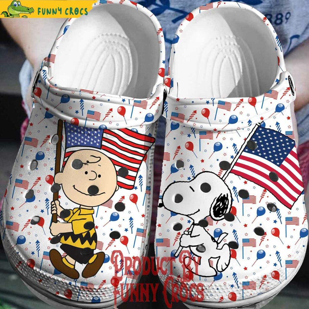 Peanuts And Snoopy American Flag 4th Of July Crocs Style