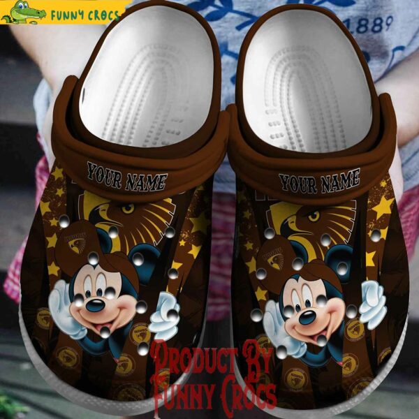 Custom AFL Hawthorn Hawks Mickey Mouse Crocs Shoes