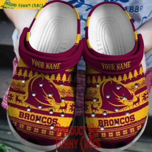 Personalized Brisbane Broncos Christmas Crocs Slippers