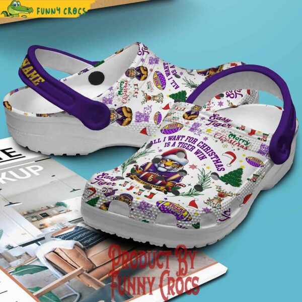 Custom Merry Christmas LSU Tigers Crocs Style