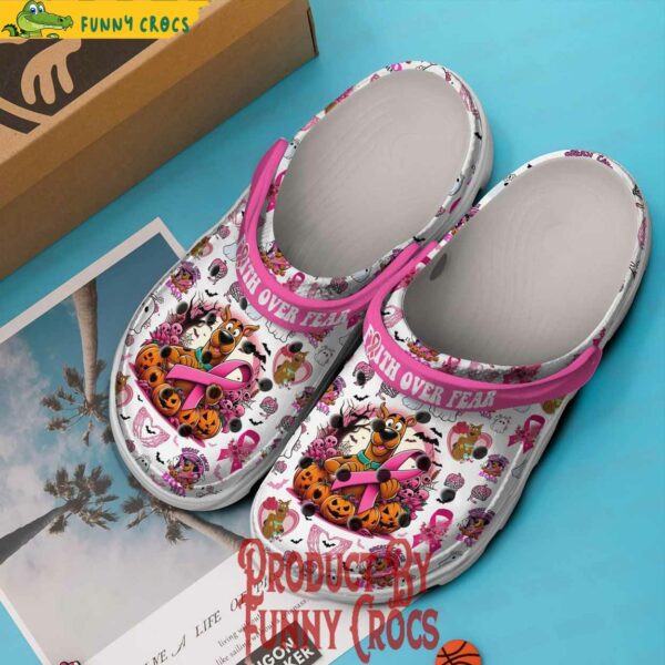 Faith Over Fear Breast Cancer Scooby Doo Halloween Crocs