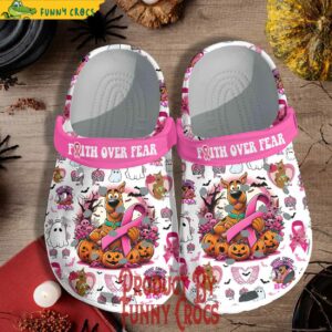 Faith Over Fear Breast Cancer Scooby Doo Halloween Crocs 4