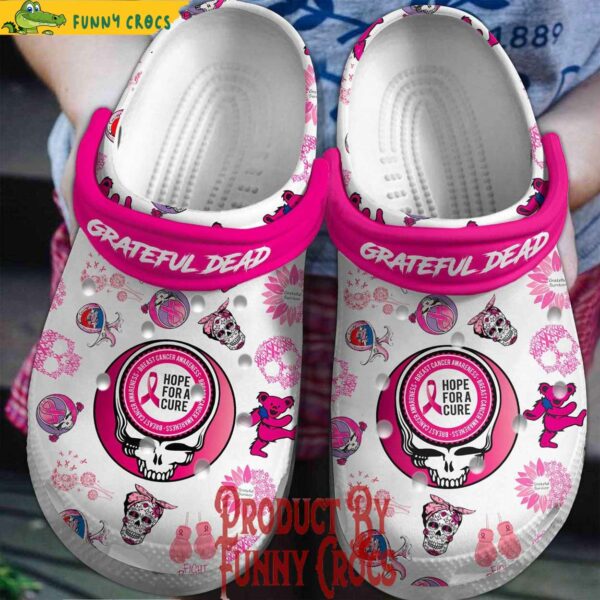 Grateful Dead Breast Cancer Awareness Crocs Shoes