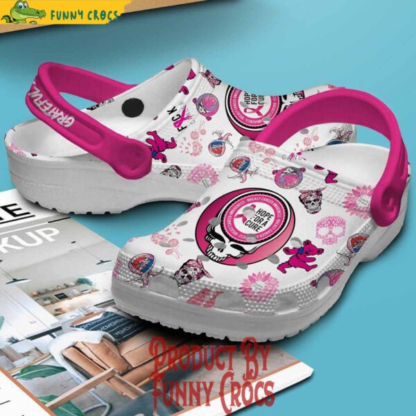 Grateful Dead Breast Cancer Awareness Crocs Shoes