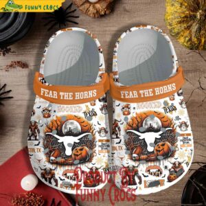 Texas Longhorns Fear The Horns Halloween Crocs 3