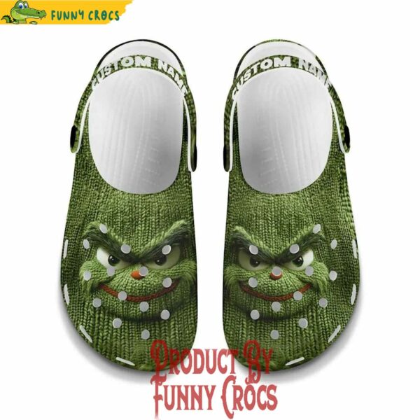 Grinch Face Knit Effect Crocs Shoes