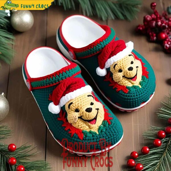 Santa Winnie The Pooh Knit Effect Christmas Crocs Clogs