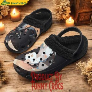 Anime Black White Luna Cat Fleece Lined Crocs