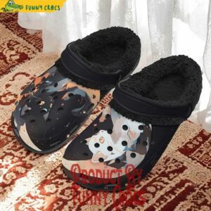 Anime Black White Luna Cat Fleece Lined Crocs