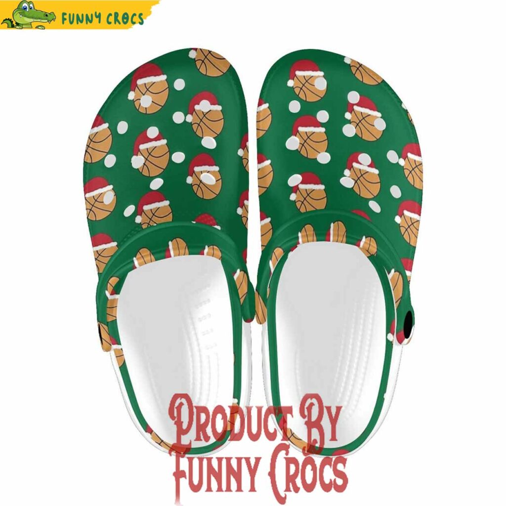 Basketball Santa Christmas Green Crocs For Adults