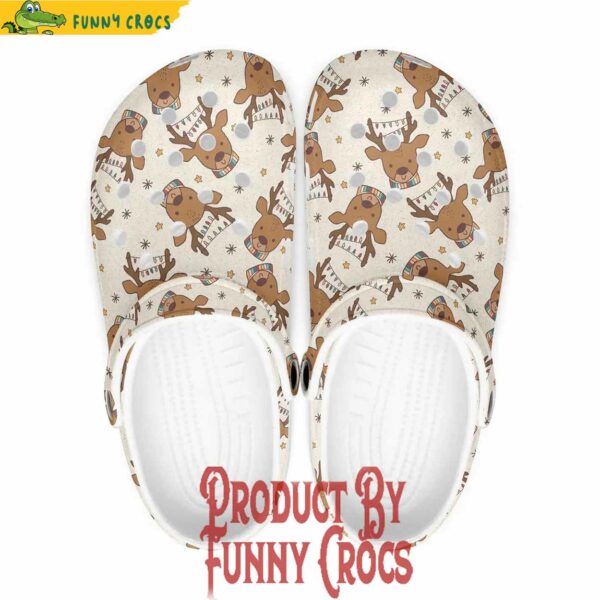 Beige Deer Winter Christmas Crocs For Family