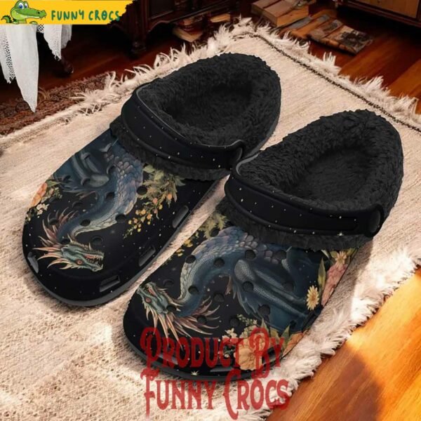 Black Dragon Fantasy Book Lovers Crocs With Fleece Liner​