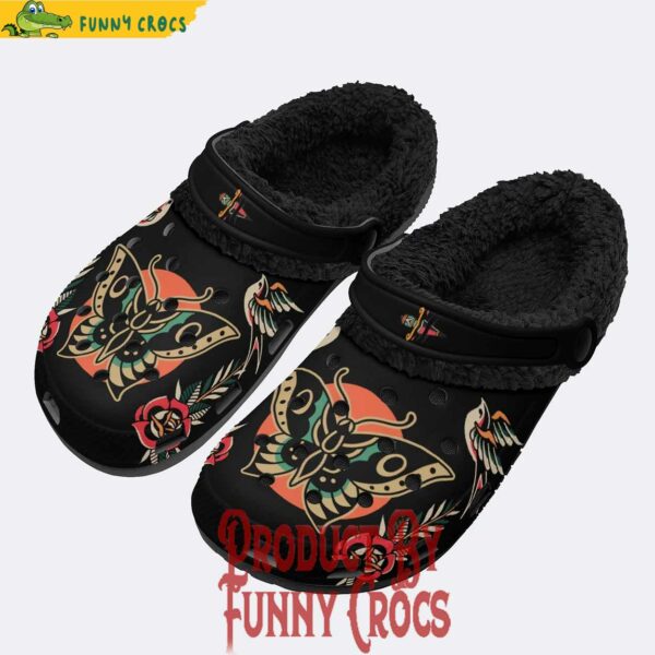 Butterfly Art Print Fleece Lined Crocs Mens