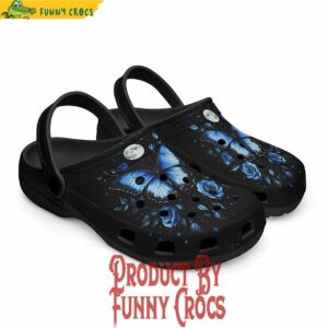 Butterfly Gothic With Roses Blue Crocs Shoes 3