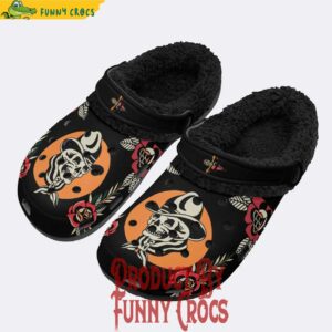 Cowboy Hat Skull Print Crocs Fleece Lined Clogs​