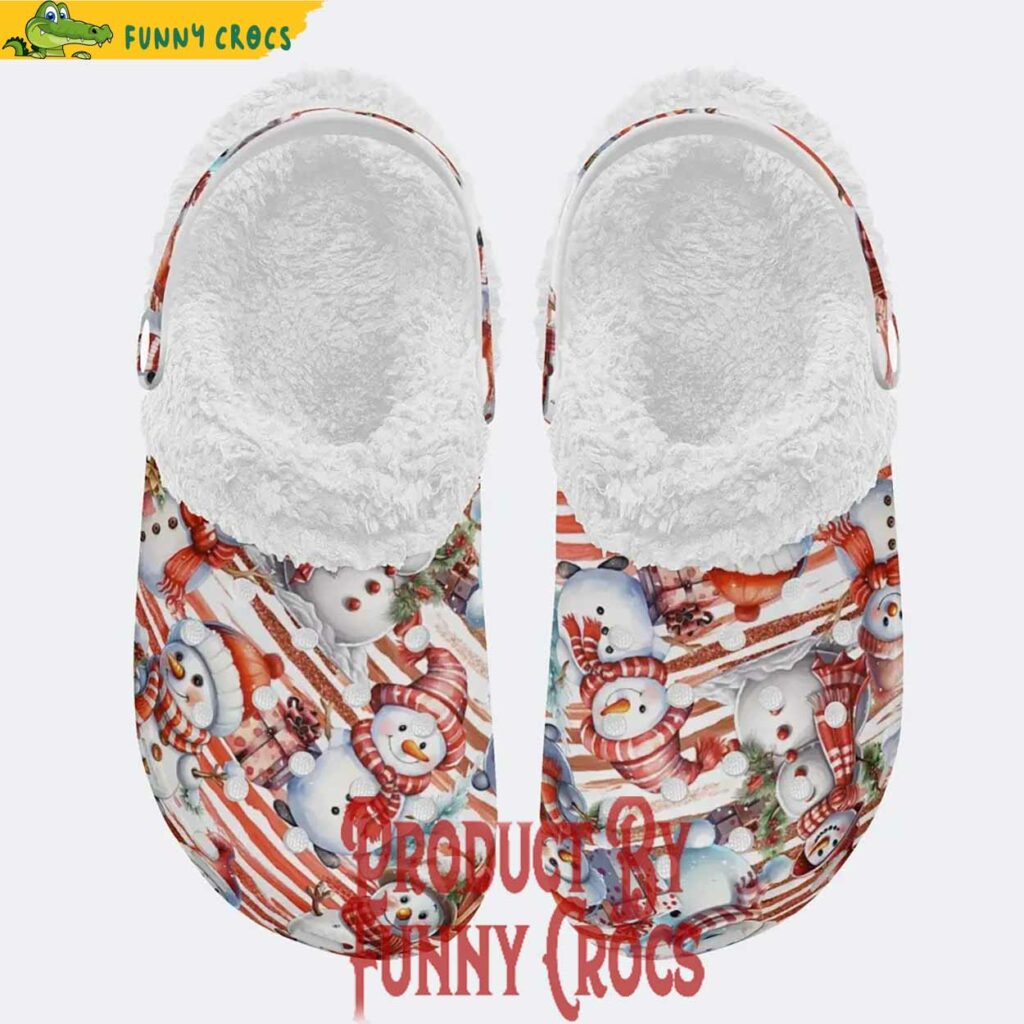 Cute Red Snowman Holiday Fleece Lined Crocs