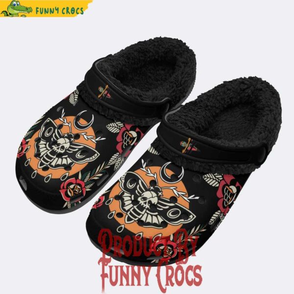 Death Moth Vintage Print Mens Crocs Fleece Lined​