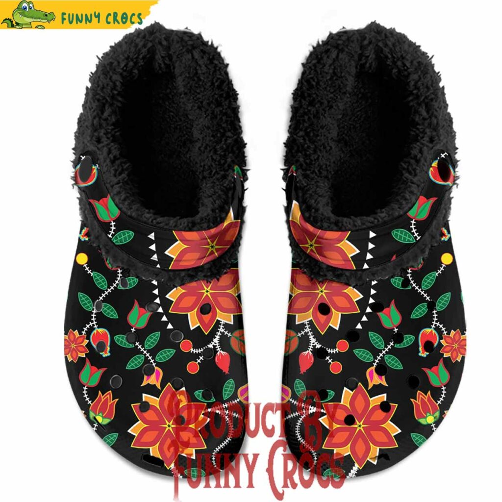 Floral Beadwork Sisx Bands Crocs Fleece Lined - Unique Style