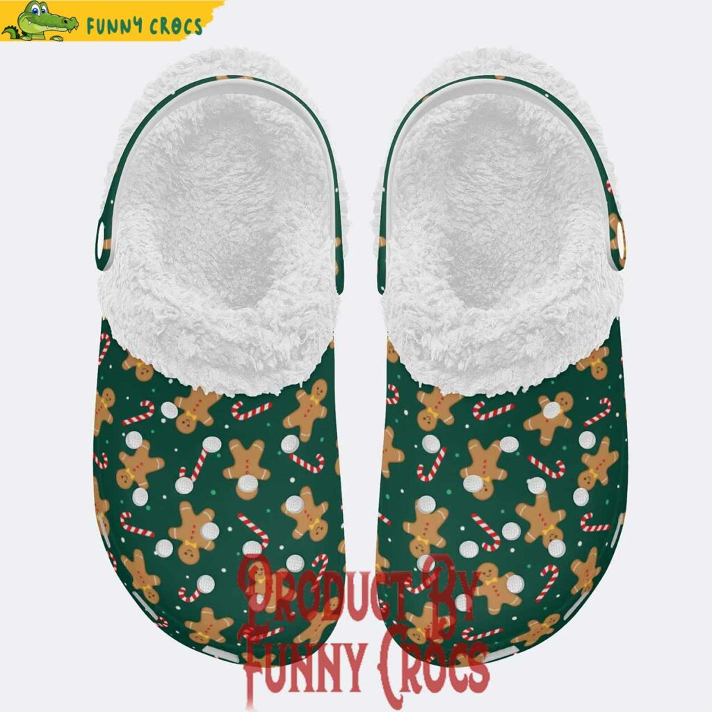 Gingerbread Pattern Christmas Fleece Lined Crocs Shoes