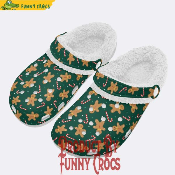 Gingerbread Pattern Christmas Fleece Lined Crocs Shoes