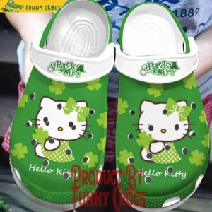 Happy Patrick Day Hello Kitty Green Cartoon Crocs For Adults