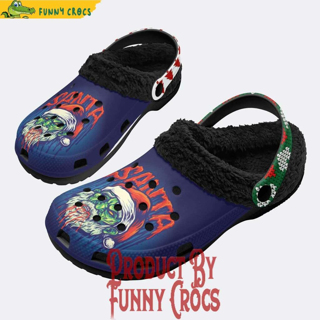 Horror Santa Claus Christmas Fleece Lined Crocs Shoes