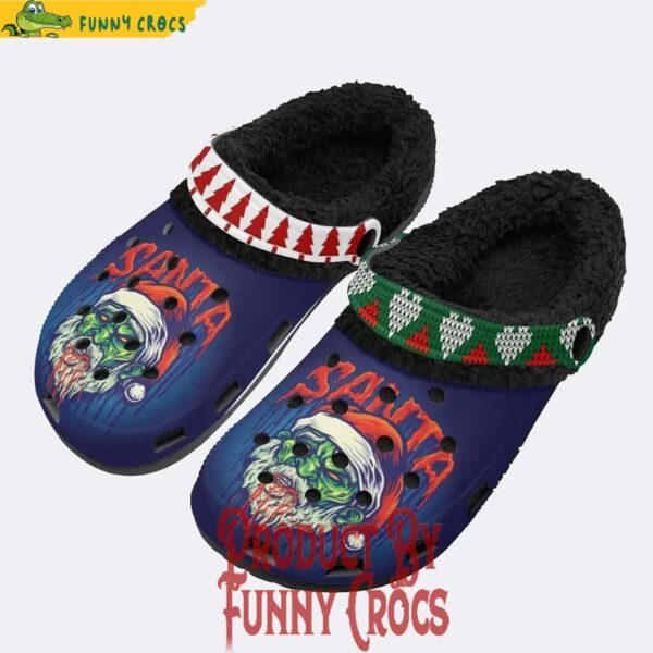 Horror Santa Claus Christmas Fleece Lined Crocs Shoes