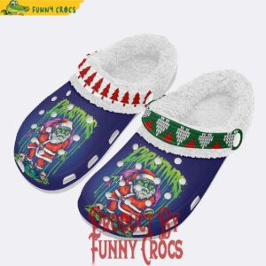 Horror Santa Claus Christmas White Fleece Lined Crocs Shoes