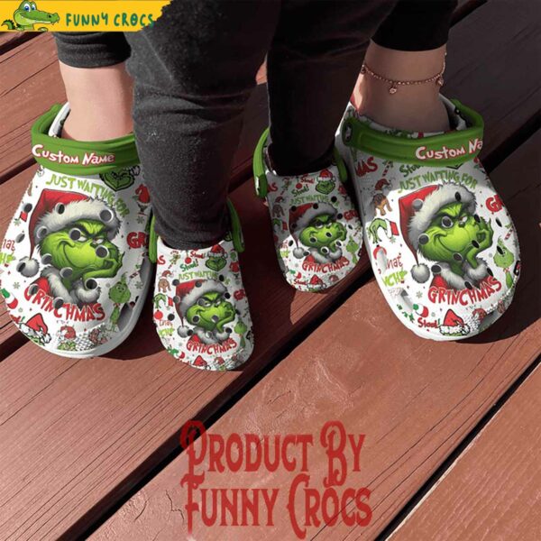 Just Waiting For Grinchmas Christmas Personalized Crocs Shoes