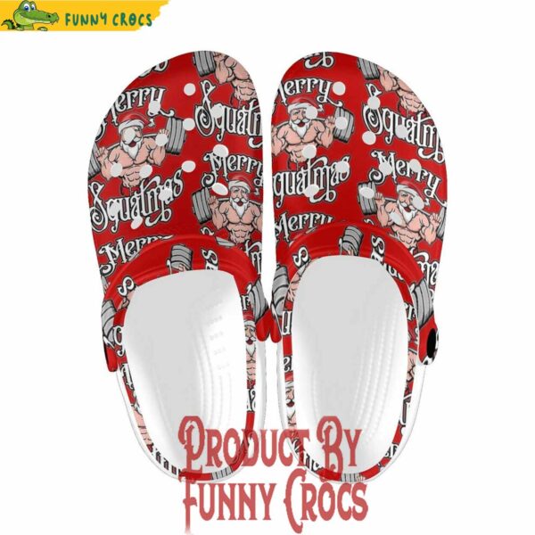 Merry Squatmas Santa Funny Gym Christmas Crocs For Adults