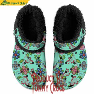 Midnight Garden Turquoise Fleece Lined Crocs Kids